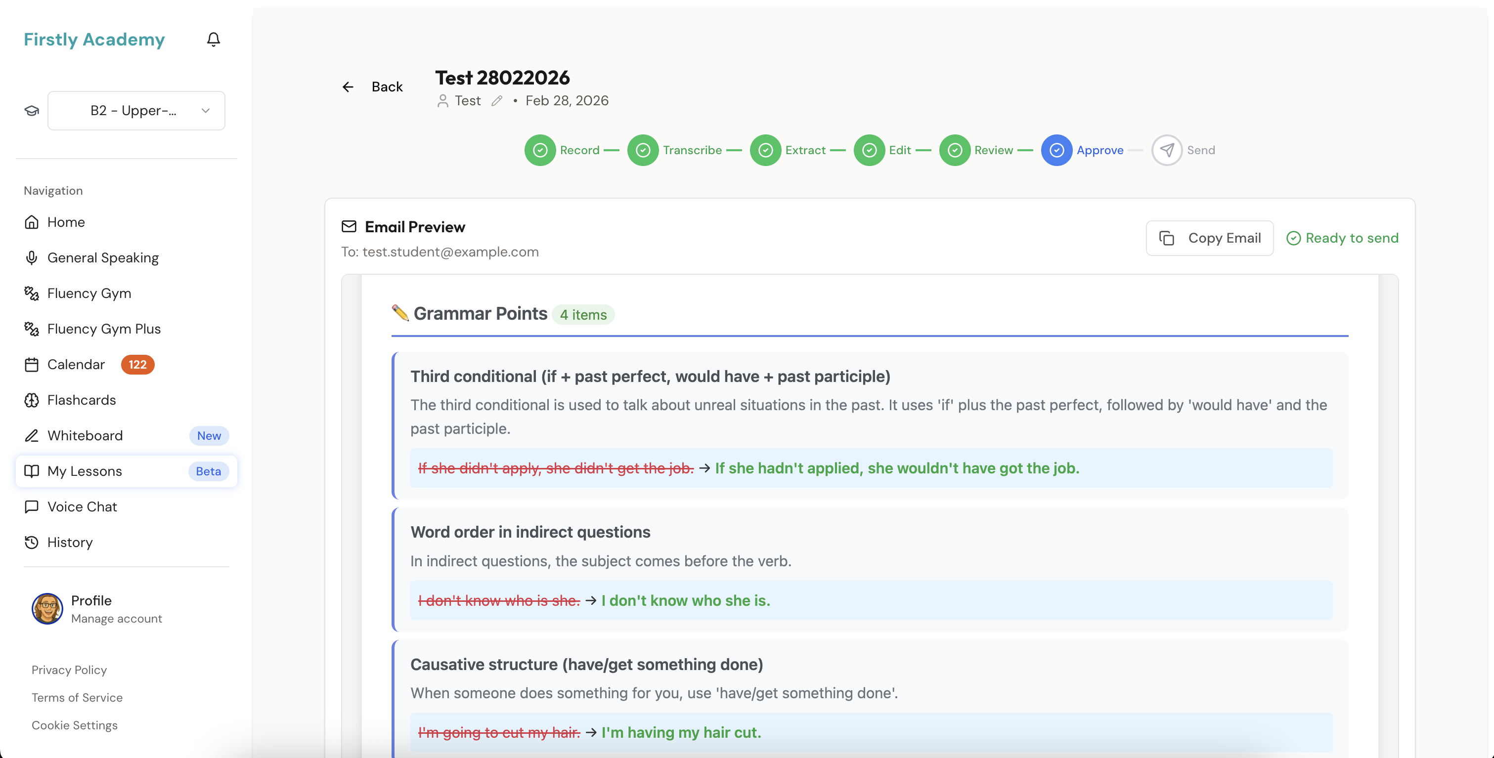 Teacher's Scribe workflow inside Firstly Academy